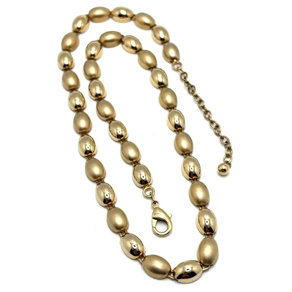 Vintage Gold Tone Glossy & Satin Finish Oval Link Necklace 19" to 21"